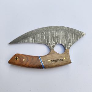 Cuchillo de chef Ullu hecho a mano de acero de Damasco, cuchillo de cocina Ullu con mango de madera y funda de cuero. - Product Image 3