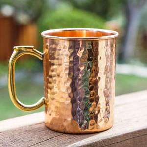 Mug à boire en cuivre pur fait main, pour l'eau et ses bienfaits pour la santé, mug en cuivre martelé traditionnel pour la décoration de la maison à prix avantageux - Product Image 6