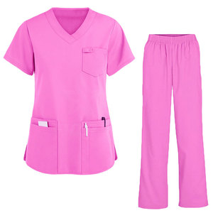 Unisex <b>Scrub</b> <b>Set</b> with V-Neck Top Jogger Pants Polyester/Cotton Woven Fabric Needle Detection & Seamless Fusing Hospital Use - Product Image 3