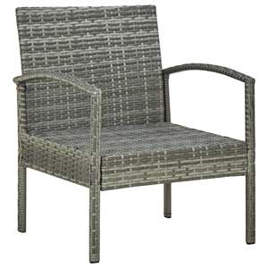 Poly Rattan Gray Patio <b>Chair</b> with <b>Cushion</b> - Product Image 5