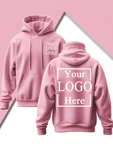 Custom Logo Hoodie Pink 100% Cotton French Terry Regular Fit Unisex Casual Autumn Wear Heat Transfer Printed - Product Image 2