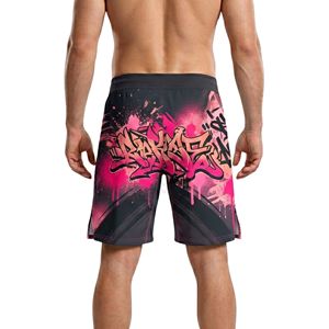 Shorts de MMA rose néon avec empiècements en mesh respirant, haute mobilité, pour hommes, entraînement fitness, shorts de MMA. - Product Image 2