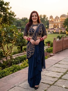 Elegante Saree Dhoti Indo-Occidental ZAIN EXPORT, Estilo Étnico Moderno, de Secado Rápido, Ideal para Bodas - Product Image 2