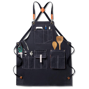 Tablier en jean unisexe 2026 dernière collection avec plusieurs poches et accents en cuir pour restaurants, bars, barmans et serveurs - Product Image 6