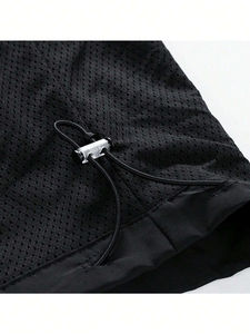 Men's Hooded Quarter-Zip Windproof <b>Jacket</b> Solid Color Casual Spring Wear Polyester Shell Outdoor Sport Coat - Product Image 3