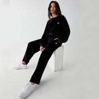 Ensemble deux pièces brodé pour femme, hiver 2024, manches longues, pantalon long, tenue décontractée, jogging, survêtement, couleur unie, anti-transpiration