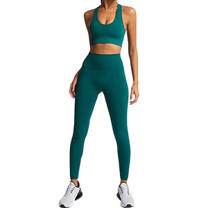 Conjunto Deportivo de Alta Elasticidad para Mujer, Leggings de Yoga Transpirables y Sujetador Deportivo, Ropa Deportiva sin Costuras para Chicas con Diseño OEM - Product Image 1