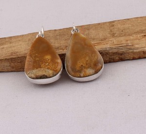 925 <b>Sterling</b> <b>Silver</b> Natural Bumblebee Jasper <b>Earrings</b> Yellow Jasper Teardrop <b>Dangle</b> <b>Earrings</b> Handmade Gemstone Jewelry Wholesale - Product Image 5