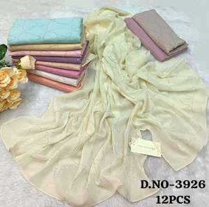 Exquisito Hiyab de Lino y Poliéster con Adornos de Plumas, Tela Suave y Transpirable, Diseño Floral, Elegante para Uso Diario de Mujeres - Product Image 4