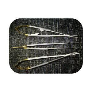 3-Piece Dental Micro Surgery Instrument Set Castroviejo Gold Plated Scissors Needle Holder Forceps Steel By <b>Blush</b> Surgical - Product Image 1