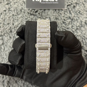 Reloj Vintage de Lujo de Acero Inoxidable Resistente al Agua con Moissanita, Correa Hecha a Mano Personalizada, Estilo Hip Hop, Esfera Mecánica ETA - Product Image 4