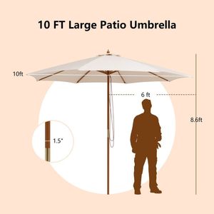 Ombrellone Quadrato da Spiaggia 3m con 8 Stecche in Legno e 3 Altezze Regolabili per Esterni, Villa, Patio, Palestra e Magazzino - Product Image 5