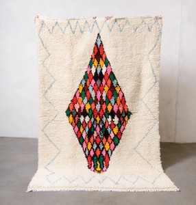 Tapis en laine marocain authentique vintage, fait main, motif géométrique, lavable, poils moyens, grande taille pour la décoration intérieure, acheteurs en gros - Product Image 1