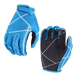 Gants de cyclisme à demi-doigts, bleu noir, motif croisé, respirants, en polyester et nylon, unisexes, pour la course, fermeture auto-agrippante - Product Image 5
