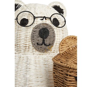 Panier de rangement décoratif en jonc de mer motif ours brun avec couvercle, organisateur de livres pour salle de classe, coffre à jouets pour enfants, bac à linge pour chambre d'enfant - Product Image 2
