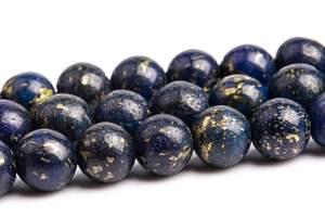 ลูกปัดไพไรต์สีน้ำเงิน พลอยธรรมชาติ ทรงกลม ร้อยเป็นเส้นยาว 15 นิ้ว 7.5 นิ้ว ขายส่งจำนวนมาก สำหรับทำเครื่องประดับ - Product Image 4