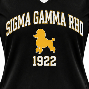 Camiseta de Hockey para Mujer Sigma Gamma Rho, Negra, con Gráfico de Servicio de la Hermandad, Cuello en V, Manga Corta, Uniforme del Equipo de Sororidad Griega - Product Image 5