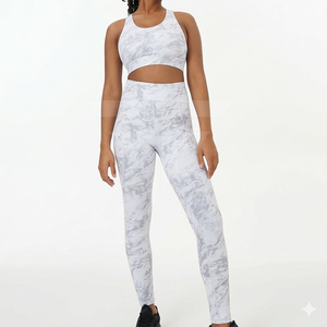 Women's Fitness Yoga Set High Quality Bra Vest Sleeveless Pants Print Seamless 10-Piece Belt Shorts Elastic Waist Quick Dry - Product Image 1