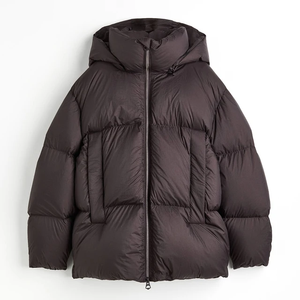 Doudoune à capuche d'hiver rembourrée de duvet, épaisse et chaude, coupe décontractée, fermeture éclair, couleur unie, unisexe - Product Image 1