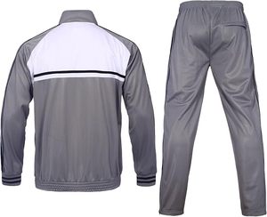 Chándal Deportivo para Hombre en Gris y Blanco con Bloques de Color, Manga Larga, Cuello Alto con Cremallera, Estilo Deportivo, Secado Rápido, Corte Regular, para Otoño - Product Image 2