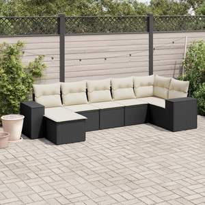Conjunto de Sofás Modulares Grandes de Ratán PE Negro para Jardín, Muebles de Patio con Diseño Moderno y Elegante - Product Image 1