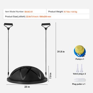 Palla da Yoga da 23 Pollici con Capacità di 660 Libbre, in ABS e PVC, per Allenamento e Stabilità, con Bande di Resistenza - Product Image 3