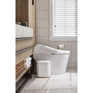 Nuovo Cestino per Rifiuti Slimline da 2 Galloni per Bagno, Camera da Letto, Cucina, Ufficio - Bianco con Finiture Dorate - Product Image 3