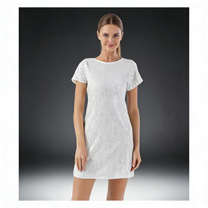 Robe T-shirt Décontractée Chic en Polyester et Spandex, Coupe Trapèze, Épaules Dénudées, Longueur Genou, Respirante, Idéale pour les Fêtes et Cocktails – Nouvelle Collection Printemps - Product Image 6