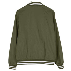 เสื้อแจ็คเก็ตบอมเบอร์ปักโลโก้ตามสั่งสำหรับผู้ชาย สีเขียว น้ำหนักเบา ผลิตจากโพลีเอสเตอร์ สไตล์เบสบอล  ติดกระดุมแป๊ก  คอเสื้อถักแบบริบ - Product Image 2