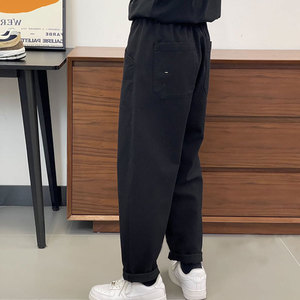 Customized Straight Casual Canvas Elastic <b>Drawstring</b> Waist Wrinkle Free Quick Dry Breathable Plus Size Windproof Men's <b>Trousers</b> - Product Image 5