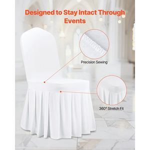 30 housses de chaise blanches en polyester et élasthanne, extensibles, à devant plat, pour banquets, dîners, fêtes et mariages - Product Image 6
