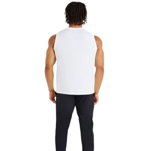 Mens <b>White</b> Sleeveless <b>Tank</b> <b>Top</b> Crew Neck Gym Workout Shirt Athletic Fitness Training Sportswear Casual Activewear Running Vest - Product Image 5