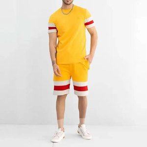 OEM Best Selling Solid Color Cotton <b>Twin</b> <b>Set</b> Mens 2PC Shorts & T-Shirt <b>Set</b> Quick Dry Casual Summer Customized Digital Printing - Product Image 1