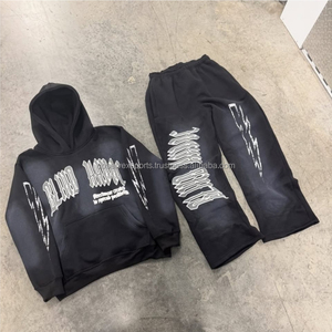 Custom Winter Streetwear Sweatsuits Manufacturer Designer High Quality Heavyweight Hooded Blank Hoodies Baggy <b>Sweatpants</b> <b>Set</b> - Product Image 3