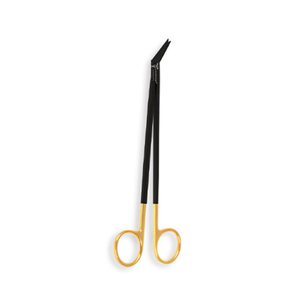 Tijeras DeBakey Potts Smith con puntas redondeadas, inclinadas 45 grados °   Instrumentos de acero alemán para cirugía plástica microvascular, negros/dorados, de 17.5 cm - Product Image 1