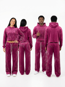 Conjunto Deportivo Unisex de Invierno, Ecológico, de Poliéster/Algodón, con Pedrería, Color Sólido, Peso Medio, Estilo Urbano, Sudadera con Cremallera y Pantalones Jogger - Product Image 5