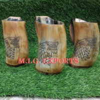 Mug authentique fait main en corne de vache Viking, écologique, style médiéval, pour bière/ale et hydromel, idéal pour la décoration intérieure et les cadeaux