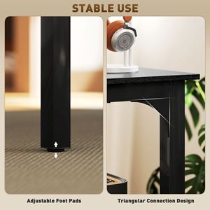 Scrivania Regolabile in Altezza 180 cm, Robusta con Piano Nero e Gambe in Metallo, per Ufficio Domestico, Computer e Laptop - Product Image 5