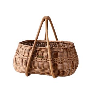 Nouveaux produits : Panier tressé artisanal imitation rotin, portable, pour cueillette de fruits et légumes et courses au jardin - Product Image 1