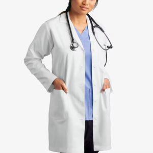 Blouse de laboratoire médicale unisexe à manches longues blanche de qualité professionnelle avec poche pour infirmières et médecins - Product Image 2