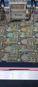 Green Blue Purple Gold Brocade <b>Fabric</b> Abstract Geometric Pattern Metallic Woven Jacquard <b>Medium</b> Weight Home Textile Factory - Product Image 4