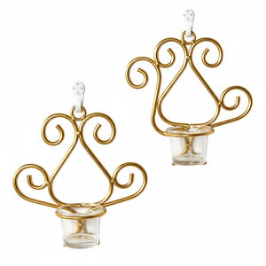 Ensemble de porte-bougies décoratifs dorés de qualité supérieure, à suspendre au mur, pour la décoration intérieure et les événements de mariage, au prix le plus bas - Product Image 1