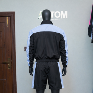 ชุดเซ็ตแจ็คเก็ตวินด์เบรกเกอร์สองชิ้นสำหรับผู้ชาย ผ้าไนลอนโพลีเอสเตอร์ สตรีทแวร์ ปักลาย สีตัดกัน ชุดกีฬา กางเกงขาสั้น - Product Image 3