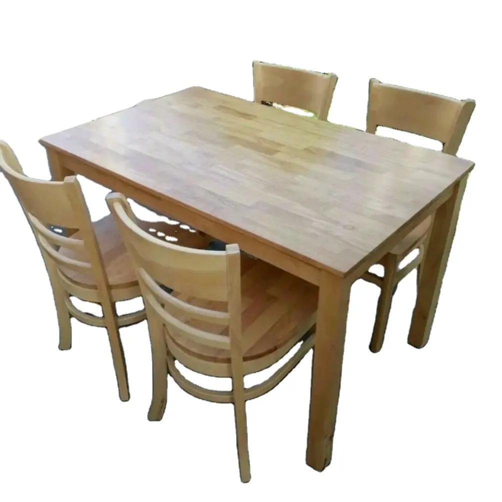 Commercio all'ingrosso interni semplici tavoli da pranzo in legno massello set di sedie in legno di gomma sedia in legno tavolo in legno