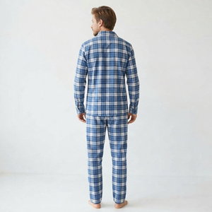 Ensemble de pyjama en flanelle pour homme, chemise à manches longues à carreaux et pantalon de pyjama en flanelle, tenue décontractée pour la maison et la nuit - Product Image 3