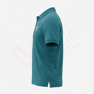 Polo en coton Oxford à manches courtes pour homme, couleur turquoise, logo brodé, décontracté, respirant, coupe classique, design uni - Product Image 4