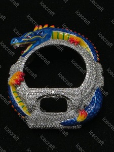Custom Luxury Dragon <b>Watch</b> <b>Case</b> Moissanite Diamond Full Iced Out Color Enamel Design Premium <b>Watch</b> Housing Claw Detail Finish - Product Image 1