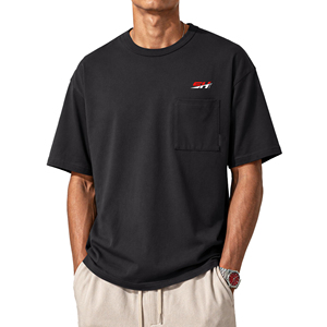 Camiseta Extra Grande Premium para Hombre, Estilo Urbano, Algodón Grueso, Corte Holgado, Hombros Caídos, Casual, Verano, Manga Corta, Moderna - Product Image 1