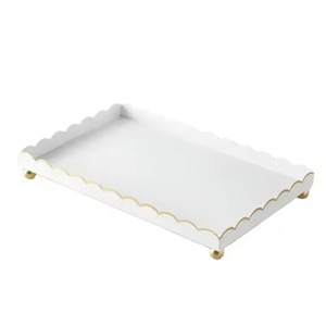Plateau de service rond en métal le plus vendu avec accents de pierres précieuses violettes, style glamour, vaisselle durable pour les fêtes - Product Image 2