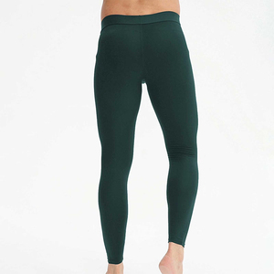 Leggings de yoga sans couture vert foncé pleine longueur taille mi-haute de compression pour hommes – Vente en gros - Product Image 4